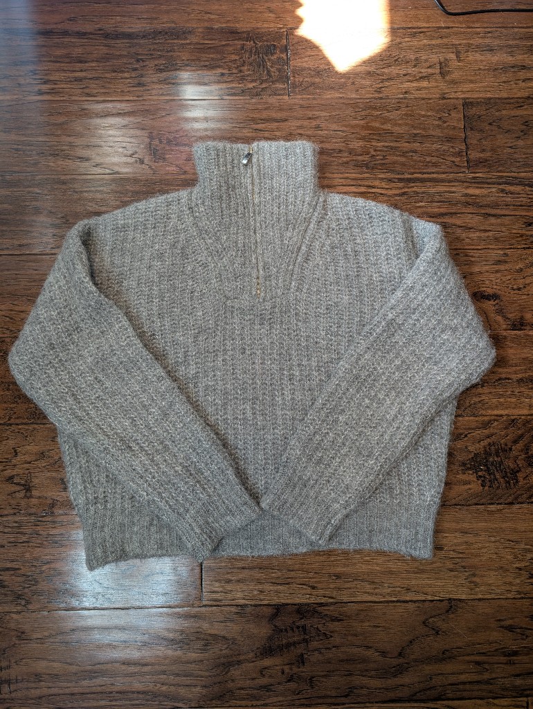 Ba&Sh Alpaca Blend Quarter Zip Pullover Sweater In Grey Size 0 (Xs)